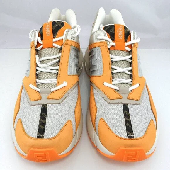 NIB$1350 FENDI FF-logo Textile Leather Faster Runner Low-Top Sneakers 12, US 13 - Picture 7 of 16